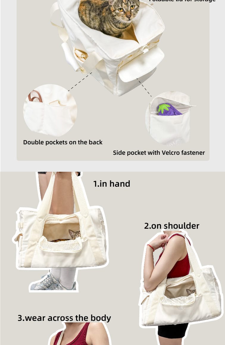 Portable Pet Carrier Multi-function Portable Pet Carrier Bag Outdoor Travel Breathable Dog Cat Shoulder Handbag Durable Canvas Pet Tote Bag - Image 4